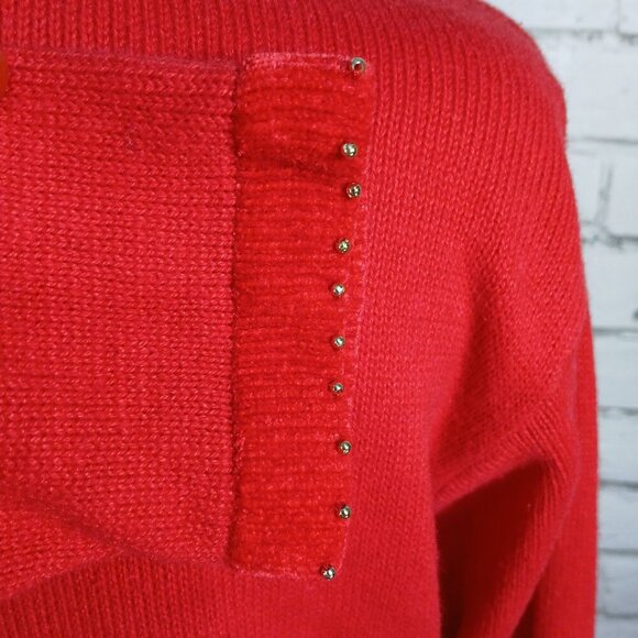 WOMENS VINTAGE QUACKER FACTORY PATRIOTIC SEQUIN FLAG SWEATER, SMALL - Picture 12 of 12